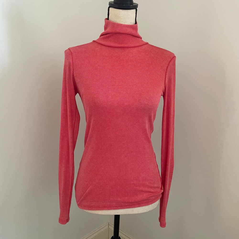 Aerie‎ Real Soft Ribbed Turtleneck size XS Top Red Long Sleeve Preppy Minimalist